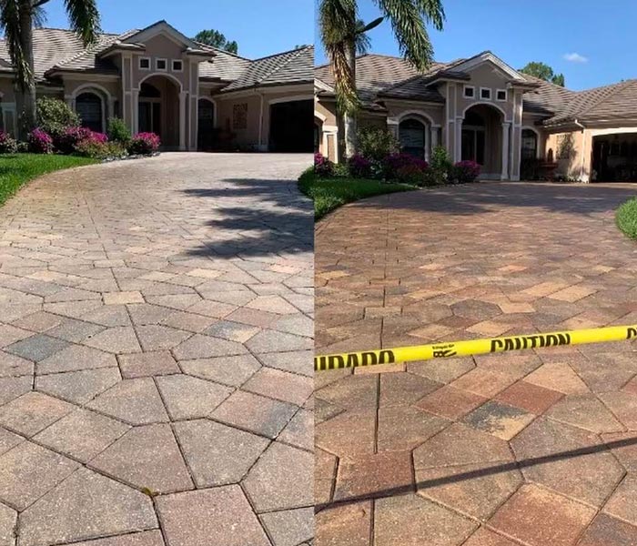 driveway pavers before and after sealing